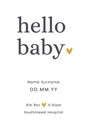 Hello Baby Personalised Poster