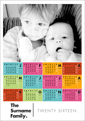 Colour Block - Portrait Single Photo Year Planner