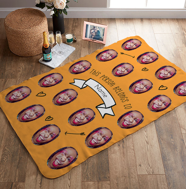 Just A Crush Orange Photo Upload Personalised Blanket