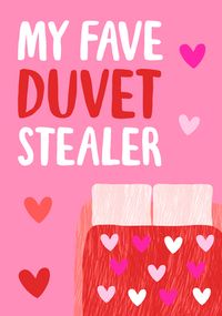 Flip Reveal Favourite Duvet Stealer Photo Valentine's Day Card