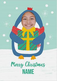 Penguin Flip Reveal Photo Christmas Card