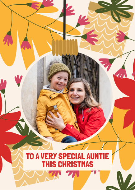 Special Auntie Leaves Photo Christmas Card