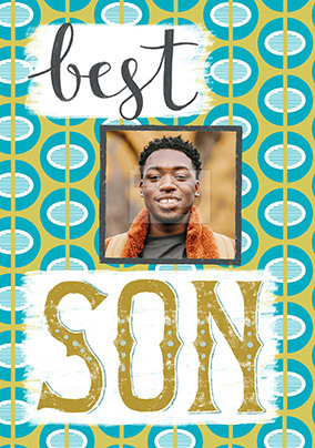 Best Son Pattern Photo Birthday Card