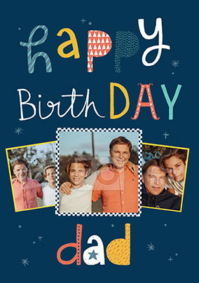 Dad 3 Photo Birthday Card