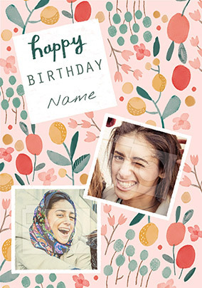 Female Flowers Photo Birthday Card