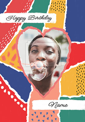 Heart Pattern Female photo Birthday Card