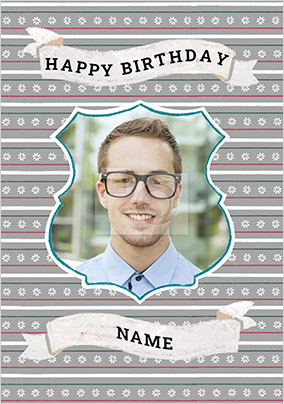 Shield Male Photo Birthday Card