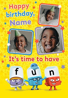Photo of Alphablocks Time To Have Fun 3 Photo Birthday Card