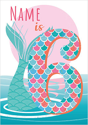 Mermaid 6th Birthday Personalised Card