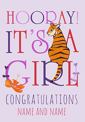 Hooray It's A Girl New Baby Card