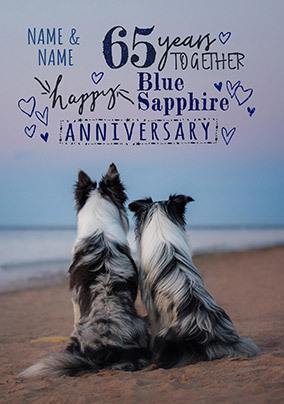 65 Years Personalised Blue Sapphire Anniversary Card
