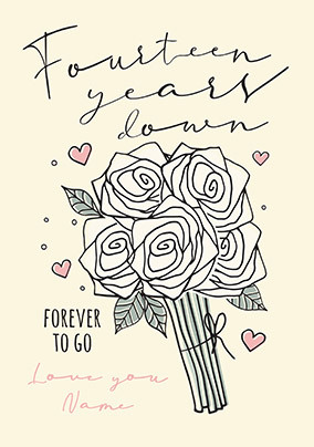 Fourteen Years Down Personalised Anniversary Card