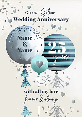 25th Wedding Anniversary Personalised Card