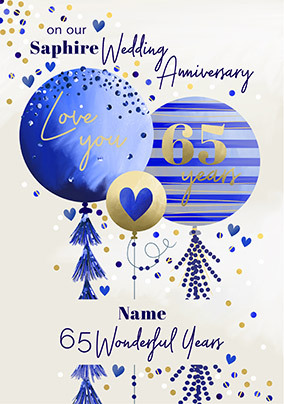 65th Wedding Anniversary Personalised Card