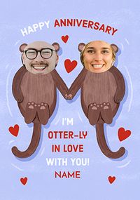 Tap to view Otterly In Love With You 2 Photo Upload Anniversary Card