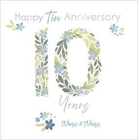 10 Years Tin Anniversary Square Card