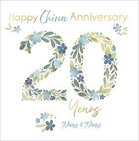 20 Years China Anniversary Square Card