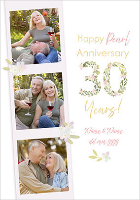 30 Years Pearl Anniversary 3 Photo Card
