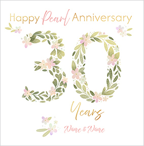 30 Years Pearl Anniversary Square Card