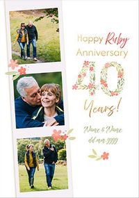 Tap to view 40 Years Ruby Anniversary 3 Photo Card