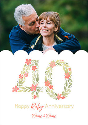 40 Years Ruby Anniversary Photo Card