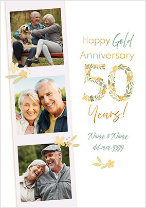 50 Years Gold Anniversary 3 Photo Card