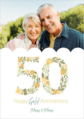 50 Years Gold Anniversary Photo Card