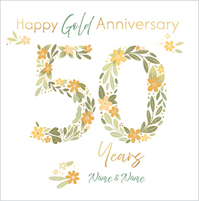 50 Years Gold Anniversary Square Card