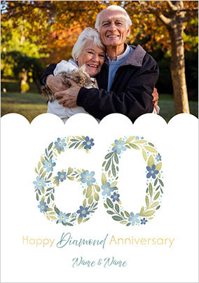 60 Years Diamond Anniversary Photo Card