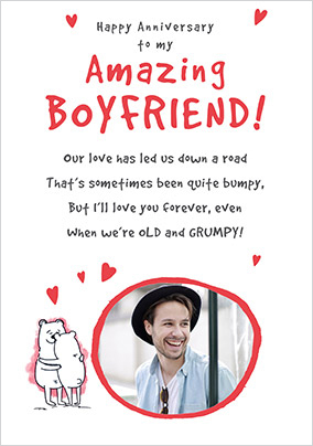 Poem To My Amazing Boyfriend Anniversary Photo Card