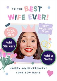 Tap to view Funky Faces Best Wife Anniversary Photo Card