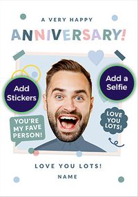 Tap to view Funky Faces Gray Shirt Anniversary Photo Card