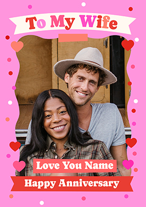 To My Wife Bordered Anniversary Photo Card