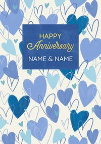 Tap to view Blue Hearts Personalised Anniversary Card