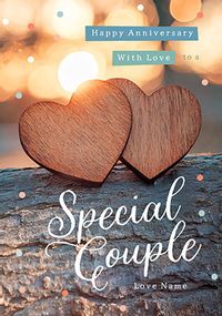 Tap to view Special Couple Wooden Hearts Anniversary Card