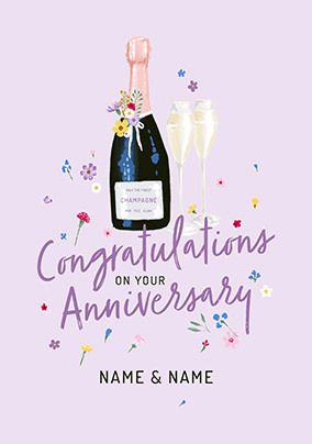 Photo of Floral Champagne Anniversary Card