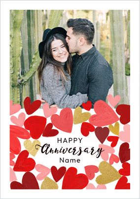 Photo of Heart Confetti Anniversary Photo Card
