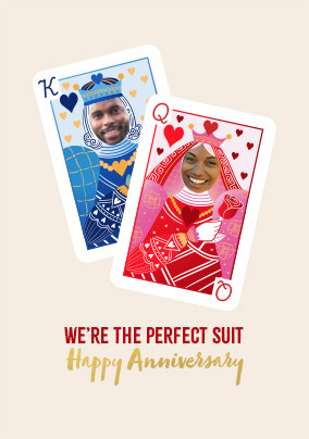 King & Queen Perfeft Suit 2 Photo Anniversary Card