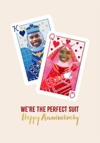 Tap to view King & Queen Perfect Suit 2 Photo Anniversary Card