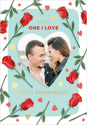 Rose Framed One I Love Anniversary Photo Card