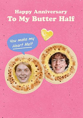 Photo of Heart Melt 2 Photo Anniversary Card