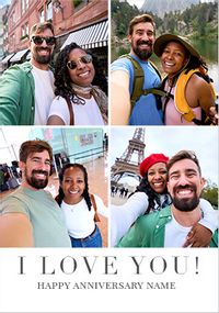 Tap to view Simple Press I Love You 4 Photo Anniversary Card