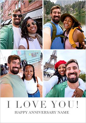 Photo of Simple Press I Love You 4 Photo Anniversary Card