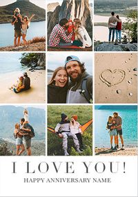 Tap to view Simple Press I Love You 9 Photo Anniversary Card