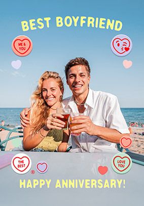 Photo of Swizzels Love Hearts Best Boyfriend Anniversary Photo Card