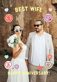 Tap to view Swizzels Love Hearts Best Wife Anniversary Photo Card