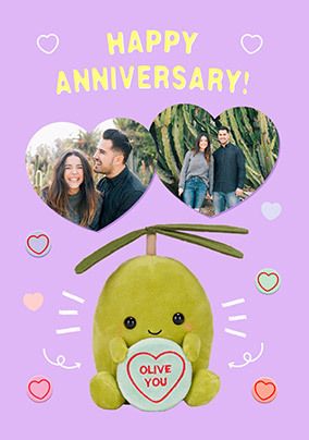 Photo of Swizzels Love Hearts Olive You 2 Photo Anniversary Card