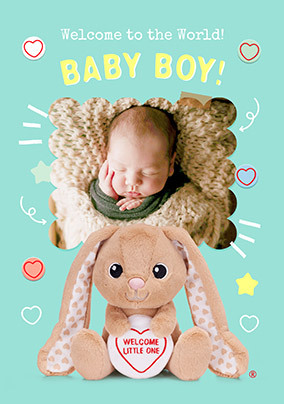 Swizzels Love Hearts Baby Boy Bunny New Baby Photo Card