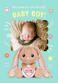 Tap to view Swizzels Love Hearts Baby Boy Bunny New Baby Photo Card
