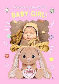 Tap to view Swizzels Love Hearts Baby Girl Bunny New Baby Photo Card